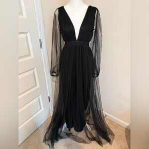 Dao Chloe Dao Black Sheer Long Sleeve Dress